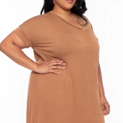 Zenana Plus Size Maxi T-Shirt Dress - Camel