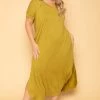 Zenana Plus Size Maxi T-Shirt Dress - Chartreuse