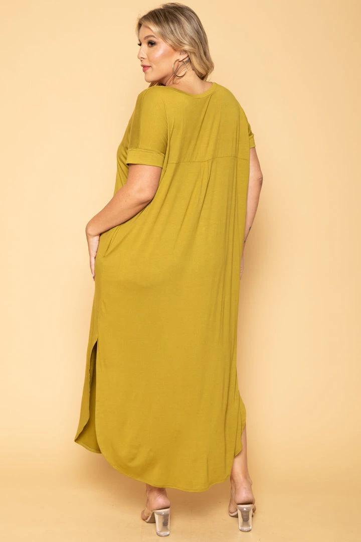 Zenana Plus Size Maxi T-Shirt Dress - Chartreuse 7 Zenana Plus Size Maxi T-Shirt Dress - Chartreuse