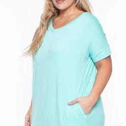 Zenana Plus Size Maxi T-Shirt Dress - Mint Dresses 9 Zenana Plus Size Maxi T-Shirt Dress - Mint Dresses