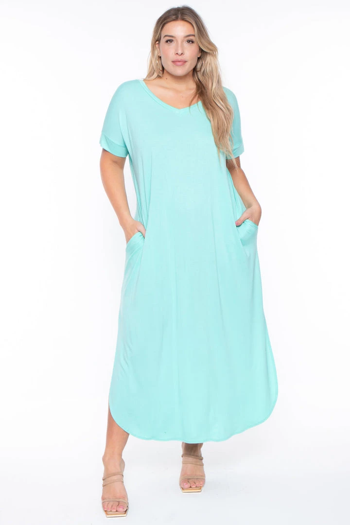Zenana Plus Size Maxi T-Shirt Dress - Mint Dresses 3 Zenana Plus Size Maxi T-Shirt Dress - Mint Dresses
