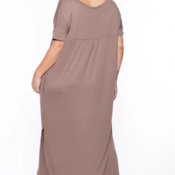 Zenana Dresses Plus Size Maxi T-Shirt Dress - Mocha