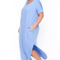 Zenana Plus Size Maxi T-Shirt Dress - Spring Blue New Arrivals