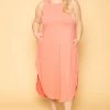 Zenana Plus Size Tank Maxi T-Shirt Dress - Coral 1 Zenana Plus Size Tank Maxi T-Shirt Dress - Coral