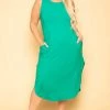 Zenana Plus Size Tank Maxi T-Shirt Dress - Green