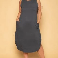 Zenana Plus Size Tank Maxi T-Shirt Dress - Grey