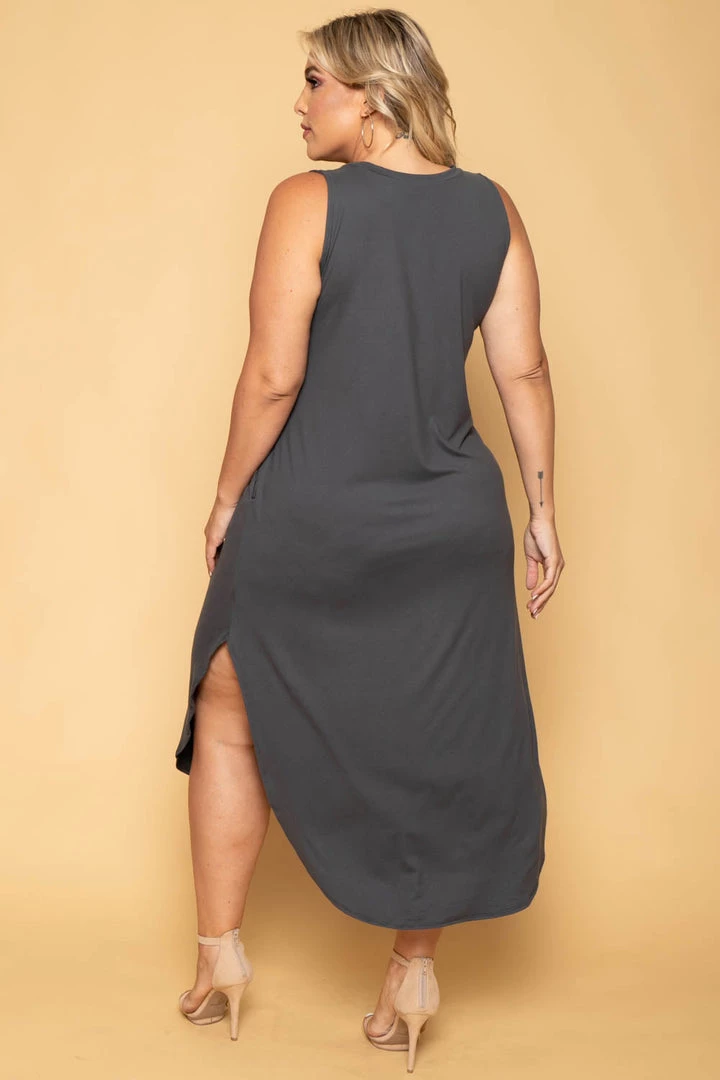 Zenana Plus Size Tank Maxi T-Shirt Dress - Grey 5 Zenana Plus Size Tank Maxi T-Shirt Dress - Grey