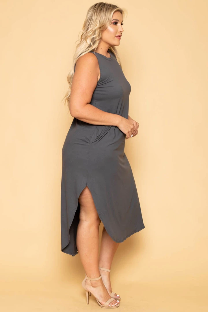 Zenana Plus Size Tank Maxi T-Shirt Dress - Grey 7 Zenana Plus Size Tank Maxi T-Shirt Dress - Grey
