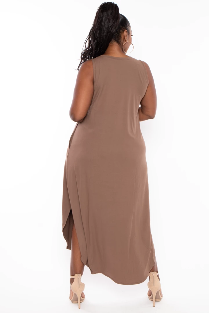 Zenana Plus Size Tank Maxi T-Shirt Dress - Mocha Dresses 6 Zenana Plus Size Tank Maxi T-Shirt Dress - Mocha Dresses