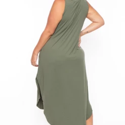 Zenana Plus Size Tank Maxi T-Shirt Dress - Olive Dresses