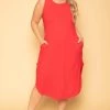 Zenana Plus Size Tank Maxi T-Shirt Dress - Red New Arrivals