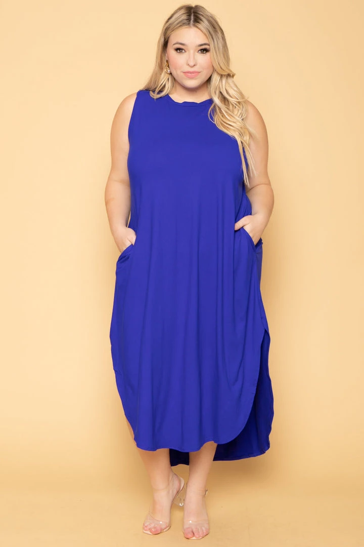 Zenana Plus Size Tank Maxi T-Shirt Dress - Royal Blue New Arrivals 3 Zenana Plus Size Tank Maxi T-Shirt Dress - Royal Blue New Arrivals