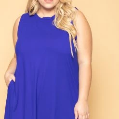 Zenana Plus Size Tank Maxi T-Shirt Dress - Royal Blue New Arrivals