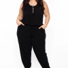 Zenana Plus Size Zelda Button Up Lounge Jumpsuit - Black Party Jumpsuilts 2 Zenana Plus Size Zelda Button Up Lounge Jumpsuit - Black Party Jumpsuilts