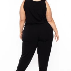 Zenana Plus Size Zelda Button Up Lounge Jumpsuit - Black Party Jumpsuilts 11 Zenana Plus Size Zelda Button Up Lounge Jumpsuit - Black Party Jumpsuilts