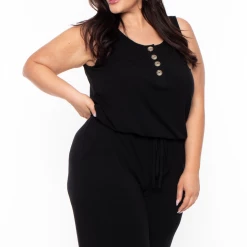 Zenana Plus Size Zelda Button Up Lounge Jumpsuit - Black Party Jumpsuilts 10 Zenana Plus Size Zelda Button Up Lounge Jumpsuit - Black Party Jumpsuilts