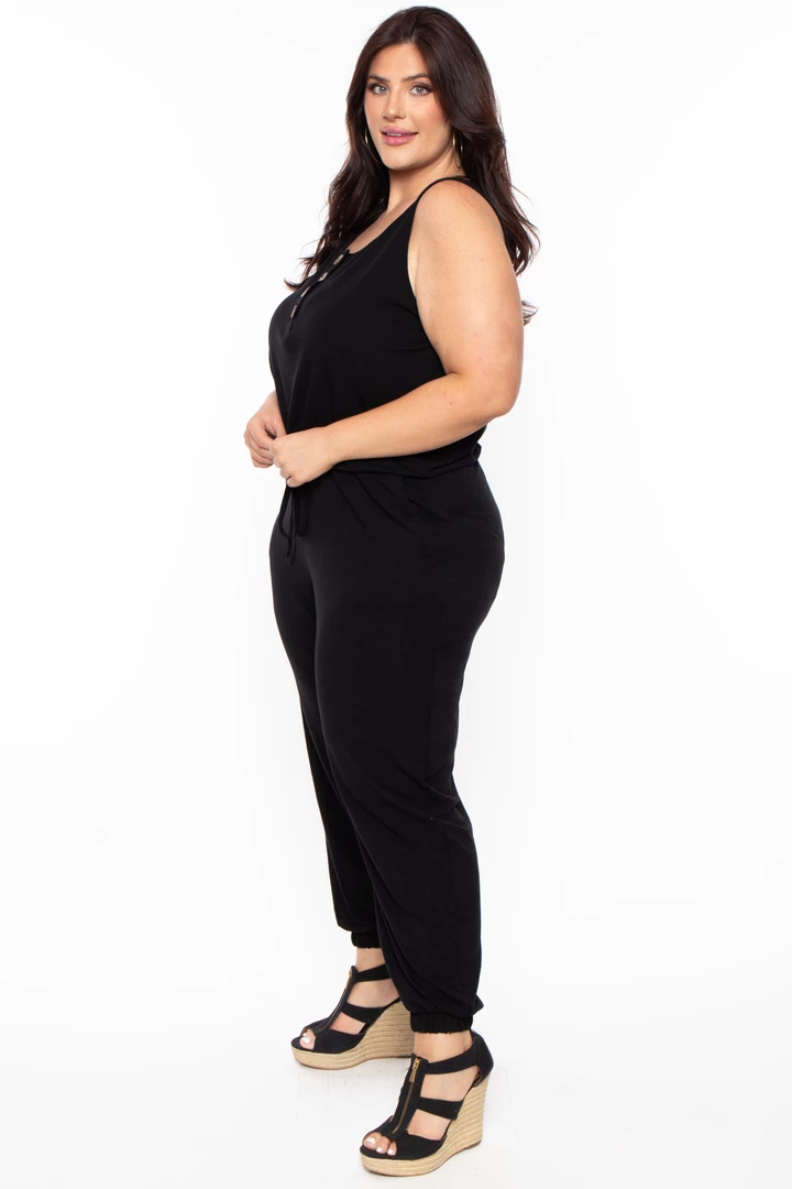 Zenana Plus Size Zelda Button Up Lounge Jumpsuit - Black Party Jumpsuilts 5 Zenana Plus Size Zelda Button Up Lounge Jumpsuit - Black Party Jumpsuilts