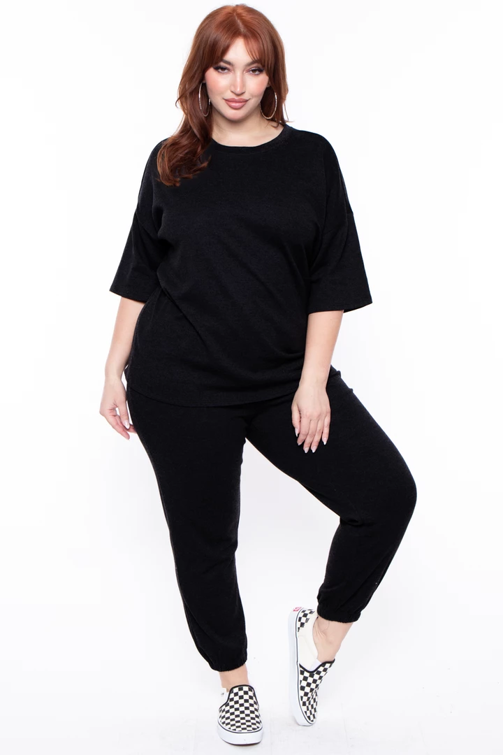 Zenana Plus Size Camila Top & Pants Set - Black 3 Zenana Plus Size Camila Top & Pants Set - Black