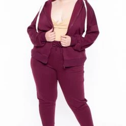 Zenana Plus Size Zoe Lounge Set - Burgundy