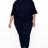 Zenana Plus Size Camila Top & Pants Set -Navy Matching Sets