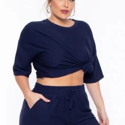 Zenana Plus Size Dee Lounge Set- Navy Sets
