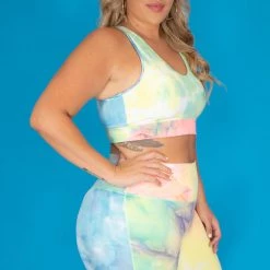 Zenana New Arrivals Plus Size Gabi Tie Dye Biker Shorts Set - Neon Green