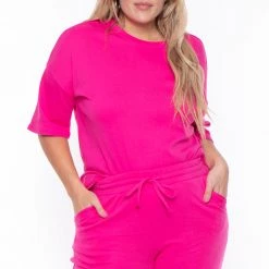 Zenana Plus Size Camila Matching Lounge Set - Pink Sets