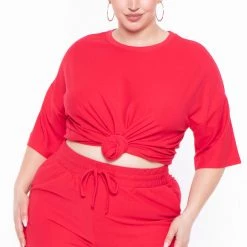 Zenana Sets Plus Size Dee Lounge Set- Red