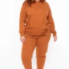 Zenana Matching Sets Plus Size Annie Cozy Hoodie Set - Rust