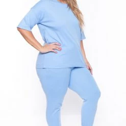 Zenana Sets Plus Size Camila Matching Lounge Set - Spring Blue 10 Zenana Sets Plus Size Camila Matching Lounge Set - Spring Blue