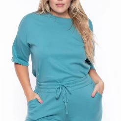 Zenana Plus Size Camila Matching Lounge Set - Teal Sets