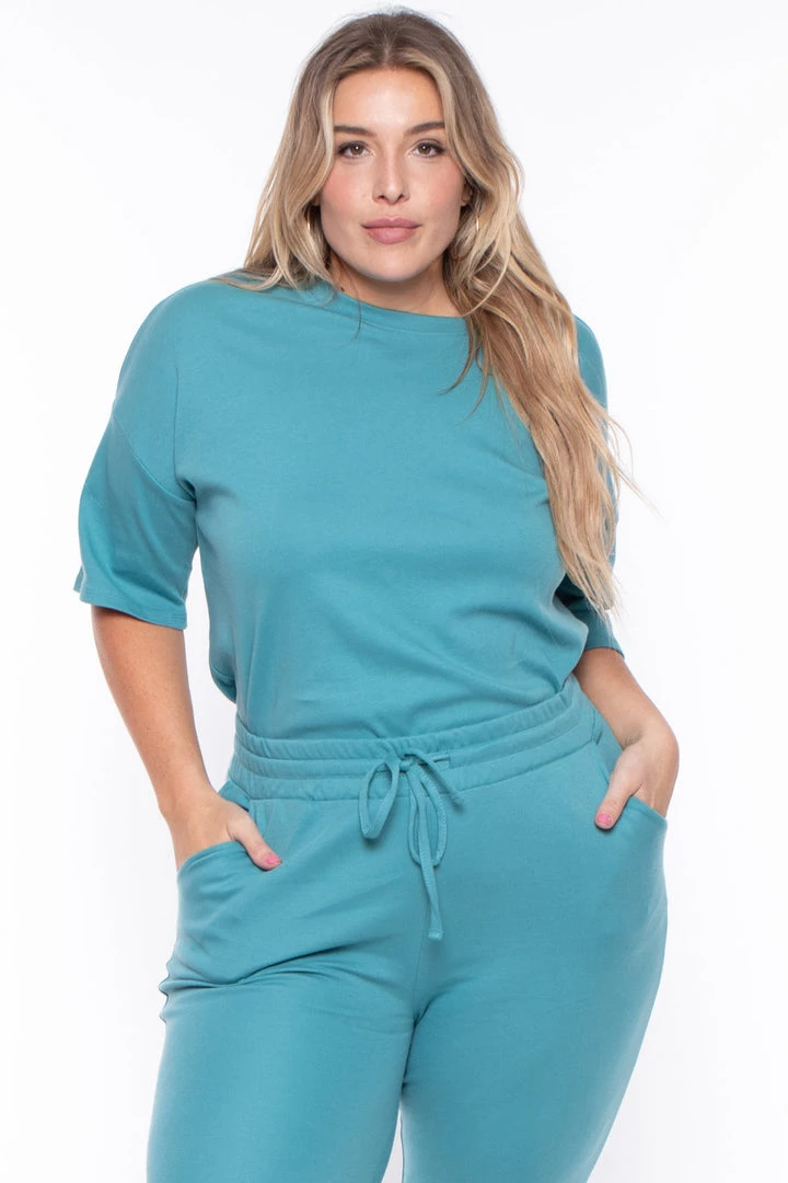 Zenana Plus Size Camila Matching Lounge Set - Teal Sets 4 Zenana Plus Size Camila Matching Lounge Set - Teal Sets