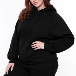 Zenana Plus Size Annie Cozy Hoodie Set - Black Matching Sets