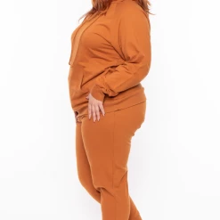 Zenana Matching Sets Plus Size Annie Cozy Hoodie Set - Rust