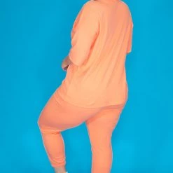 Zenana New Arrivals Plus Size Camila Matching Lounge Set - Neon Orange 11 Zenana New Arrivals Plus Size Camila Matching Lounge Set - Neon Orange