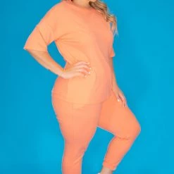 Zenana New Arrivals Plus Size Camila Matching Lounge Set - Neon Orange 10 Zenana New Arrivals Plus Size Camila Matching Lounge Set - Neon Orange