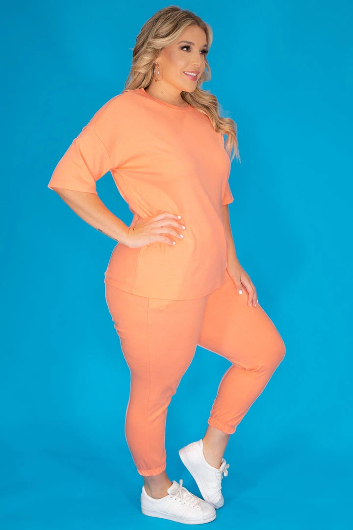 Zenana New Arrivals Plus Size Camila Matching Lounge Set - Neon Orange 6 Zenana New Arrivals Plus Size Camila Matching Lounge Set - Neon Orange