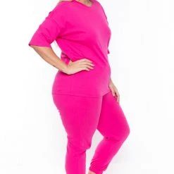 Zenana Plus Size Camila Matching Lounge Set - Pink Sets