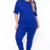Zenana Plus Size Camila Matching Lounge Set - Royal Blue 1 Zenana Plus Size Camila Matching Lounge Set - Royal Blue