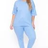 Zenana Sets Plus Size Camila Matching Lounge Set - Spring Blue