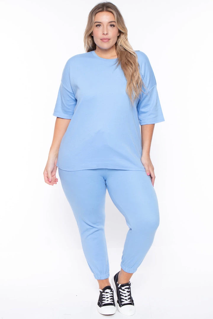 Zenana Sets Plus Size Camila Matching Lounge Set - Spring Blue 3 Zenana Sets Plus Size Camila Matching Lounge Set - Spring Blue
