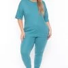 Zenana Plus Size Camila Matching Lounge Set - Teal Sets