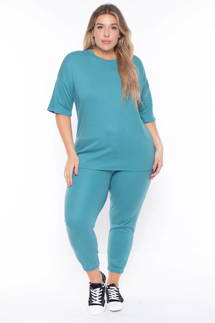 Zenana Plus Size Camila Matching Lounge Set - Teal Sets 3 Zenana Plus Size Camila Matching Lounge Set - Teal Sets