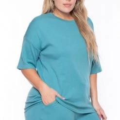 Zenana Plus Size Camila Matching Lounge Set - Teal Sets 9 Zenana Plus Size Camila Matching Lounge Set - Teal Sets