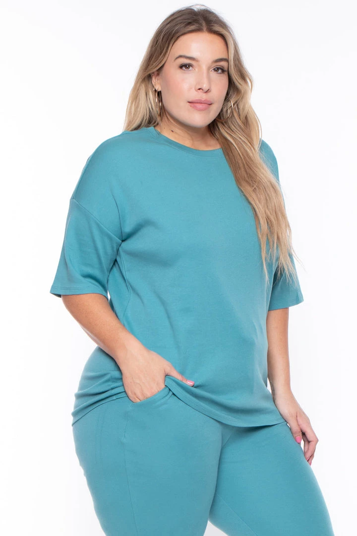 Zenana Plus Size Camila Matching Lounge Set - Teal Sets 5 Zenana Plus Size Camila Matching Lounge Set - Teal Sets