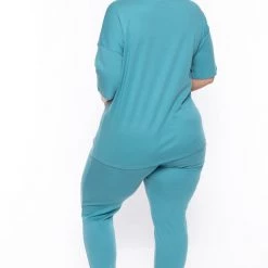 Zenana Plus Size Camila Matching Lounge Set - Teal Sets 11 Zenana Plus Size Camila Matching Lounge Set - Teal Sets