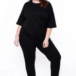 Zenana Plus Size Camila Top & Pants Set - Black 11 Zenana Plus Size Camila Top & Pants Set - Black