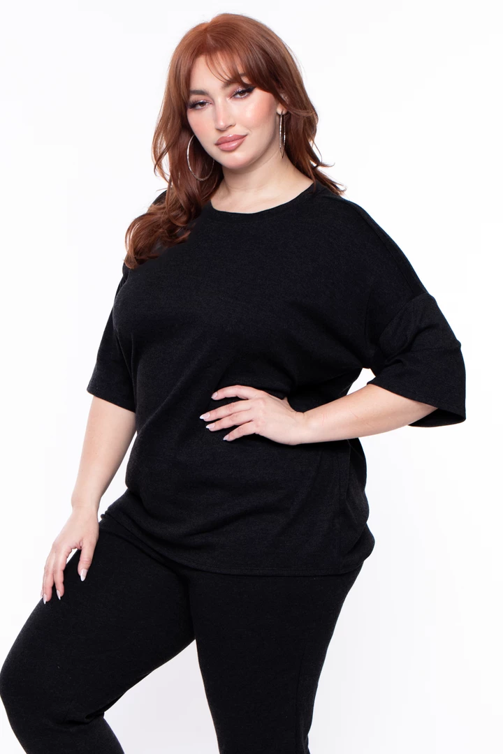 Zenana Plus Size Camila Top & Pants Set - Black 4 Zenana Plus Size Camila Top & Pants Set - Black