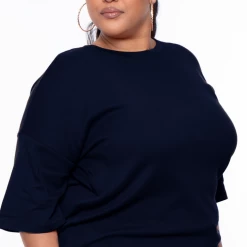 Zenana Plus Size Camila Top & Pants Set -Navy Matching Sets