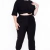 Zenana Plus Size Dee Lounge Set- Black Sets